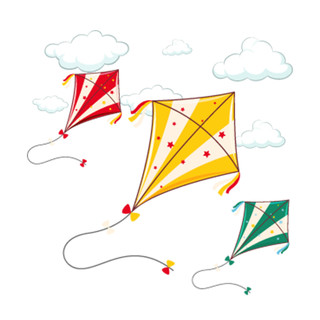彩色风筝踏春透明元素小图片PNG素材